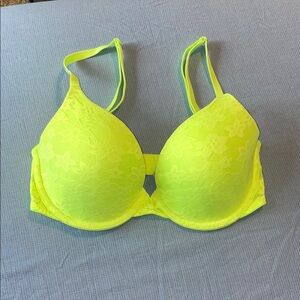 PINK Victoria's Secret wear everywhere Neon Yellow Lace Bra